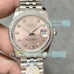 Swiss Copy Rolex Datejust Pink Face Diamond Bezel 31mm Jubilee Watch 